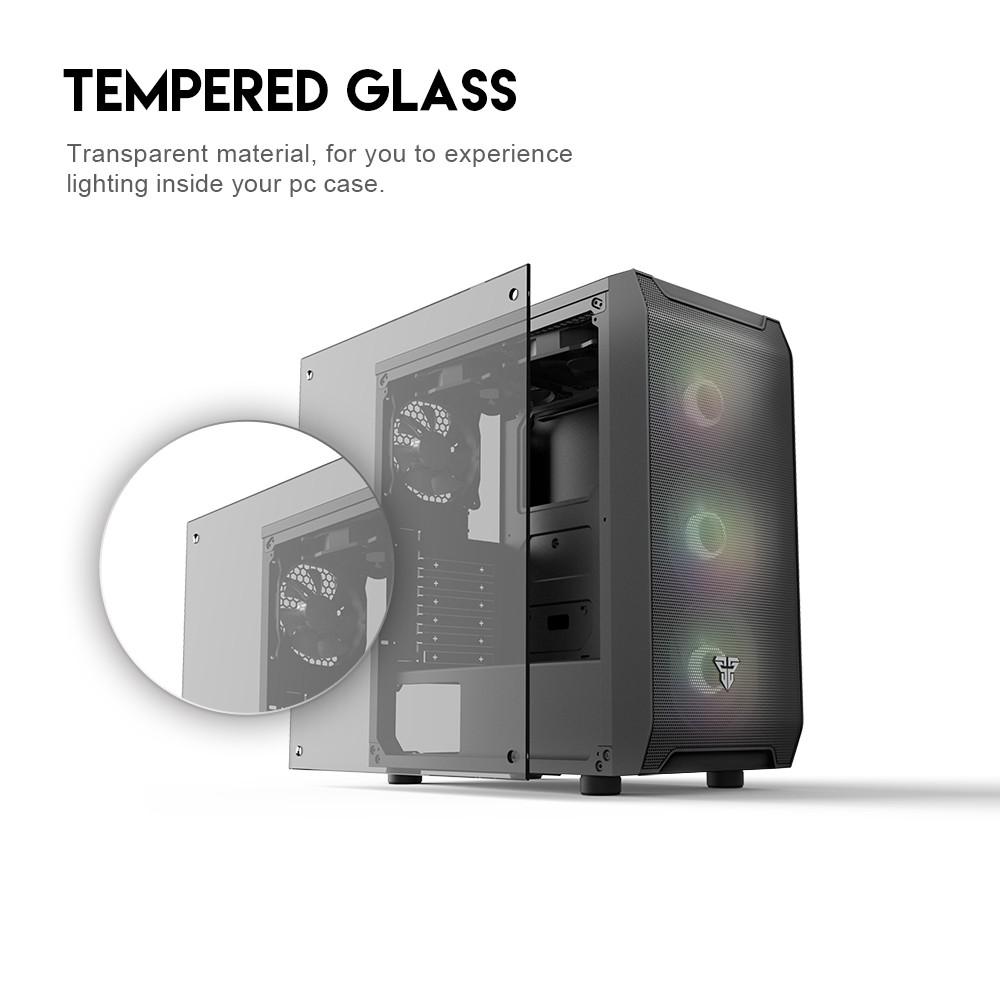 Vỏ Case Máy Tính Mặt Bên Kính Cường Lực FANTECH CG80 AERO Tặng Kèm 4 Quạt LED RGB