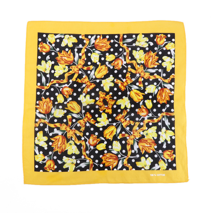 Khăn Bandana phong cách Vintage dễ thương 54x54cm - BDN06.7 hoa vuông