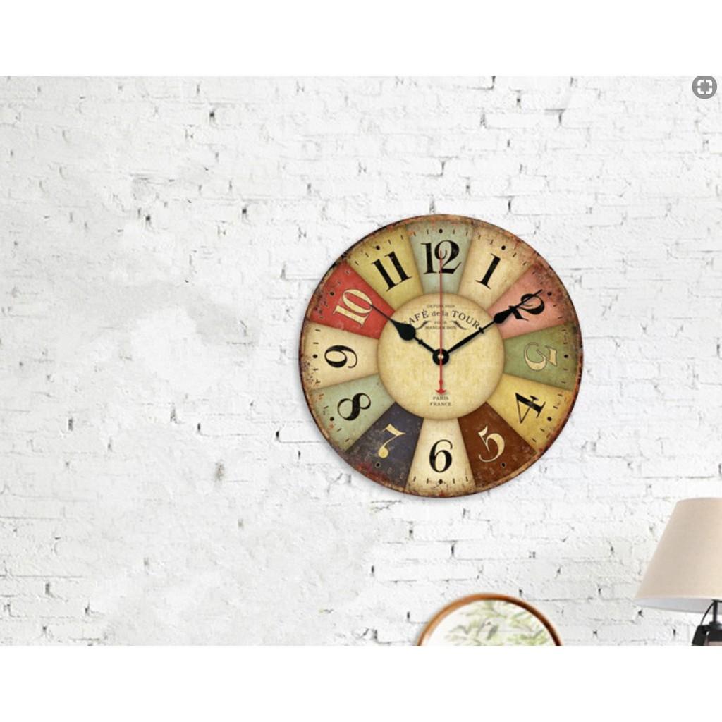 Đồng Hồ Treo Tường Decor Phong Cách Vintage, Cổ Điển Đường Kính 30cm