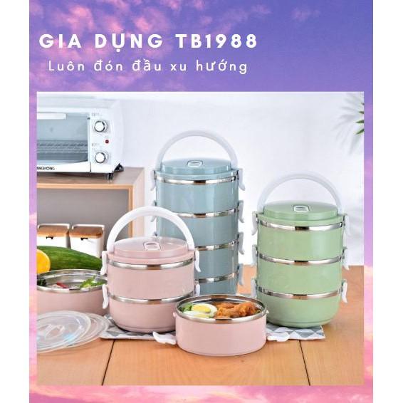 Hộp Cơm Giữ Nhiệt 4 Tầng Lúa Mạch Cao Cấp