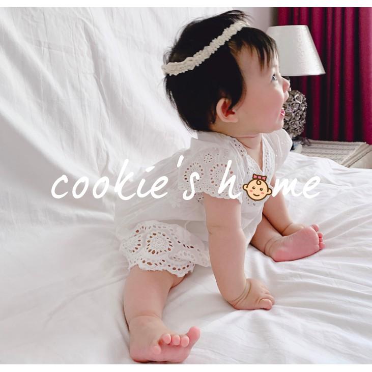 Set áo liền quần kèm nón màu trắng chất cotton cho bé sơ sinh đến 18 tháng đi tiệc thôi nôi chụp ảnh studi