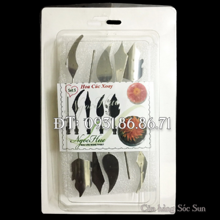 Bộ 10 dụng cụ làm rau câu 3D – Set 5 – Bộ làm hoa cúc xoay - Tặng kèm kim nhụy – Mã số 1390