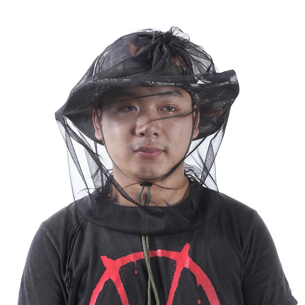 2 Pieces Black Double End Open Mosquito Bug Head Hat Net Insect Mesh Travel Camping Fishing High Quality