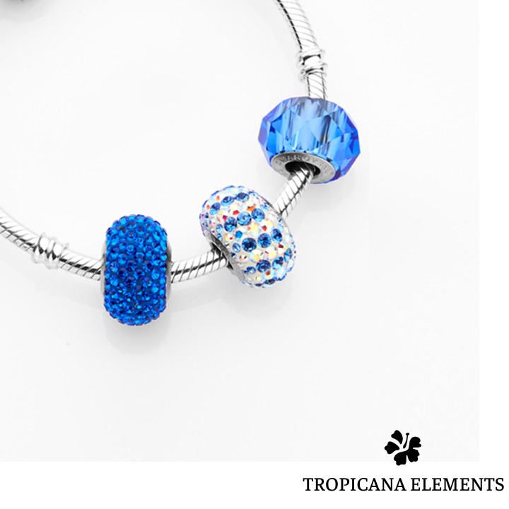 Lắc Tay Tropicana Phối Charm Swarovski Pha Lê Màu Biển Xanh