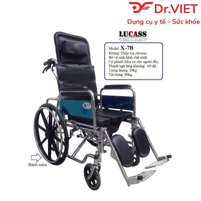 Xe lăn tay đa năng Lucass X-7B là dòng xe lăn cao cấp của Lucass, được sản xuất trên dây chuyên công nghệ hiện đại, thiết kế gọn gàng dễ sử dụng, được ưa chuộng vì được sản xuất bởi thương hiệu Lucass.