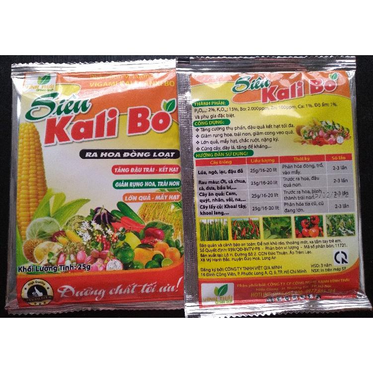 Phân bón vi lượng Siêu Kali Bo - Ra hoa đồng loạt- Tăng đậu trái - Gói 25g