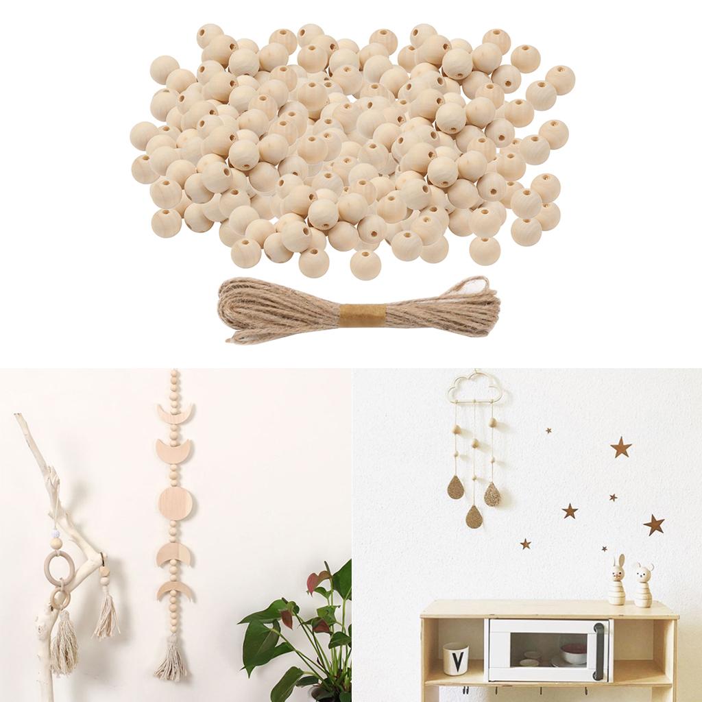 200pcs Round Wooden Beads Loose Spacer Unfinished Craft for DIY Jewelry Making