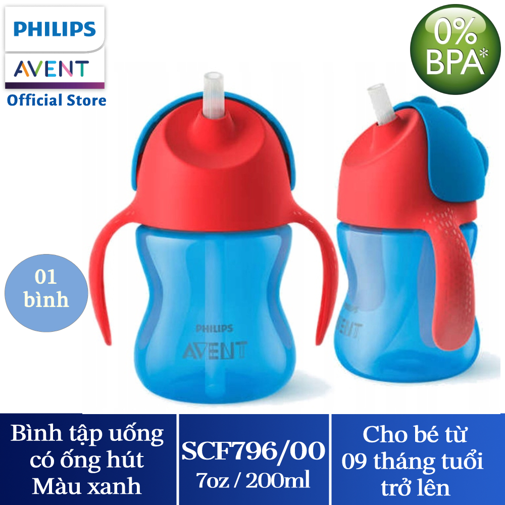 Bình Tập Uống Bằng Nhựa Có Ống Hút Philips Avent Scf79600200Ml7Oz Cho Bé Từ 9 Tháng Tuổi - Xanh