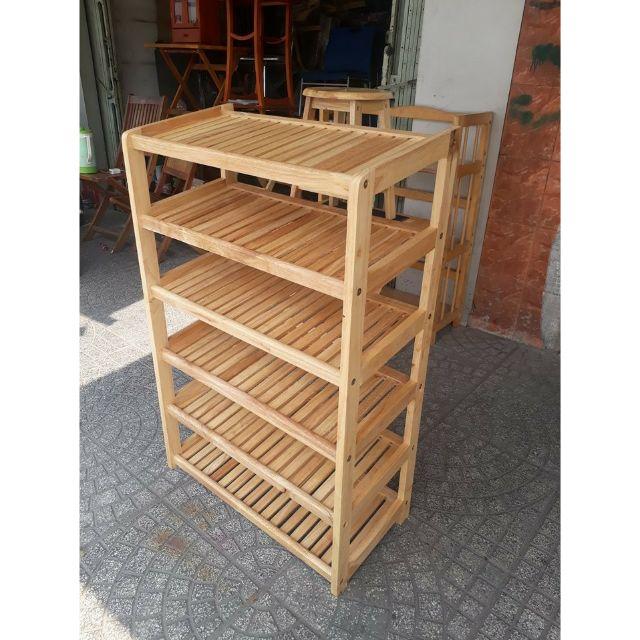 Kệ để giày dép gỗ 6 tầng 60cm, gỗ cao su - Gía để giày dép 6 tầng 47wood