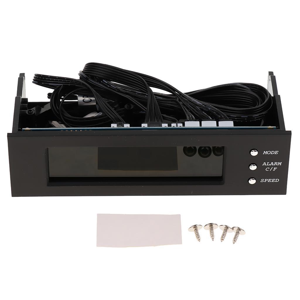 2Piece 5.25"PC Case Fan Temperature Controller LCD Display Front Panel