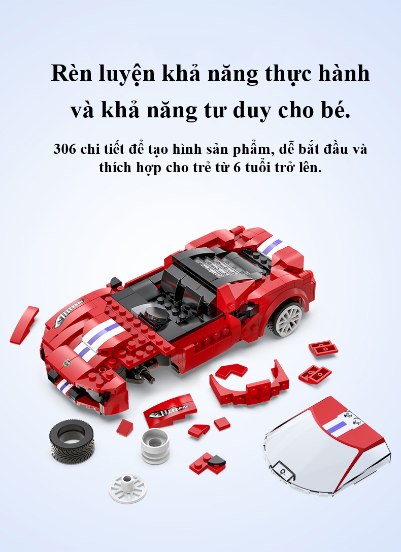 Bộ Đồ Chơi Lắp Ghép Xe Đua Thể Thao Ferrari 488 Race Car Với 306 Chi Tiết, Bộ Đồ Chơi Mô Hình Xe Đua Thể Thao Điều Khiển Từ Xa RC, Bộ Đồ Chơi Xếp Hình Xe Đua Thể Thao Ferrari 488 Cao Cấp Với 306 Chi Tiết - Chính Hãng BABYBOSS.