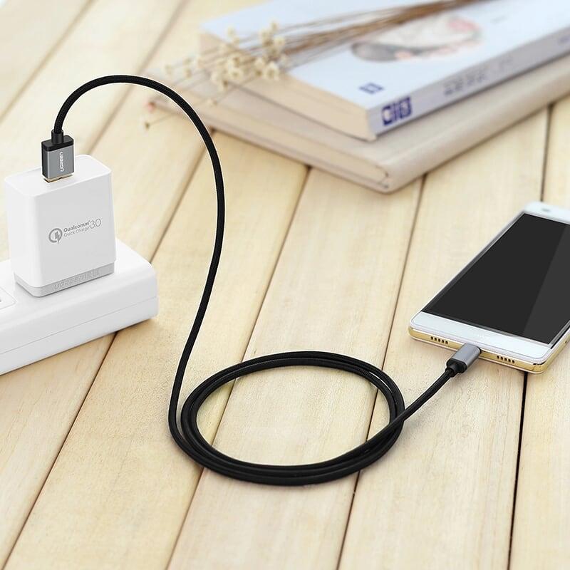 Ugreen UG10825US134TK 1.5M màu Đen Cáp sạc truyền dữ liệu USB 2.0 sang MICRO USB đầu mạ vàng - HÀNG CHÍNH HÃNG