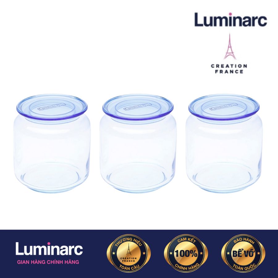 Combo 3 Hũ Thuỷ Tinh Luminarc Rondo Blue 500ml - LUHUJ1848