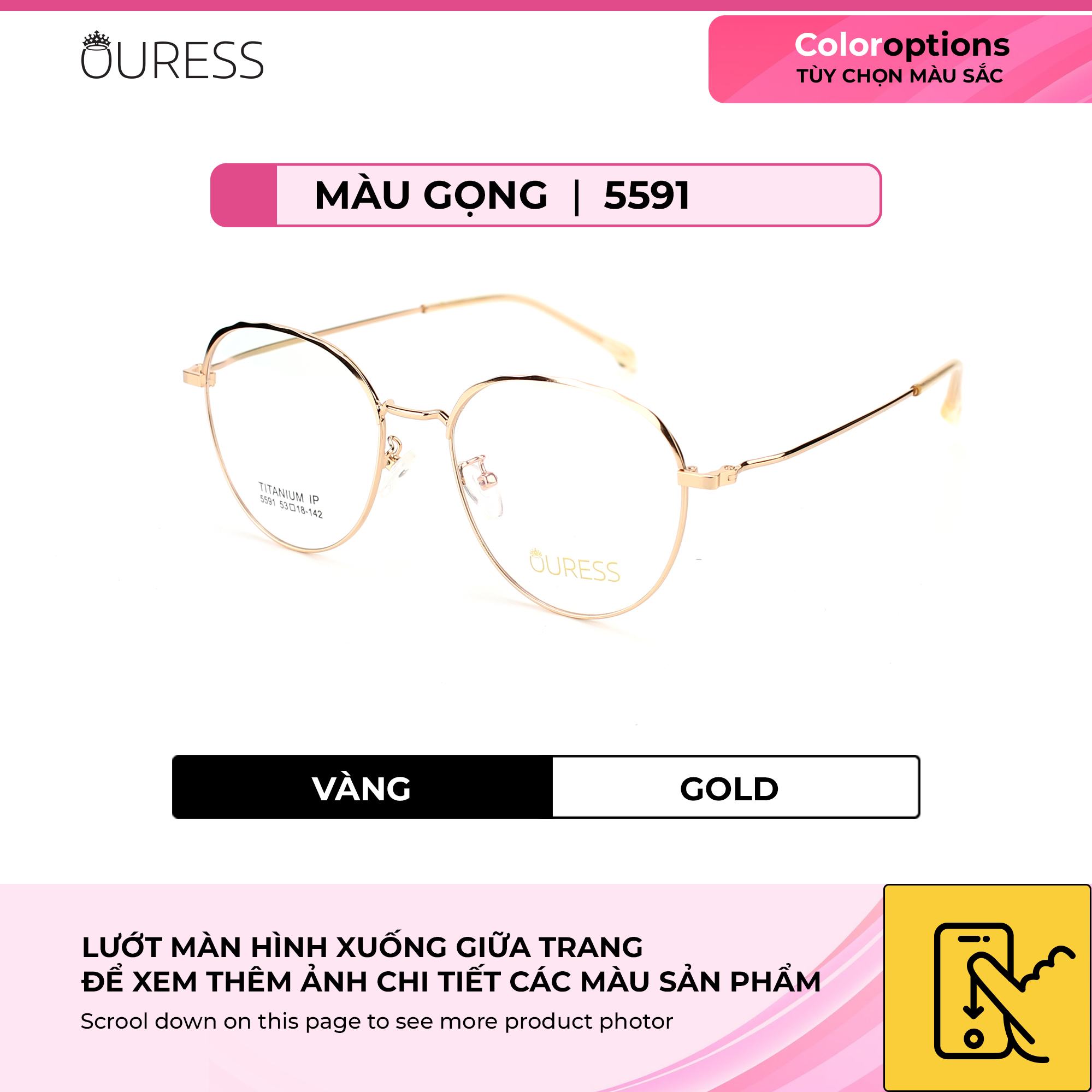 Gọng kính cận 5591 hợp kim thời trang mắt kính OURESS nam nữ siêu nhẹ siêu bền