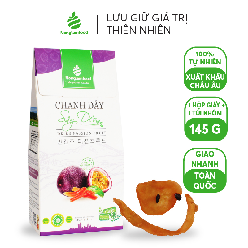 Chanh dây sấy dẻo Nonglamfood hộp 145g | Healthy Snack | Ăn vặt hỗ trợ giảm cân, đẹp da, chống lão hoá, cung cấp dưỡng chất