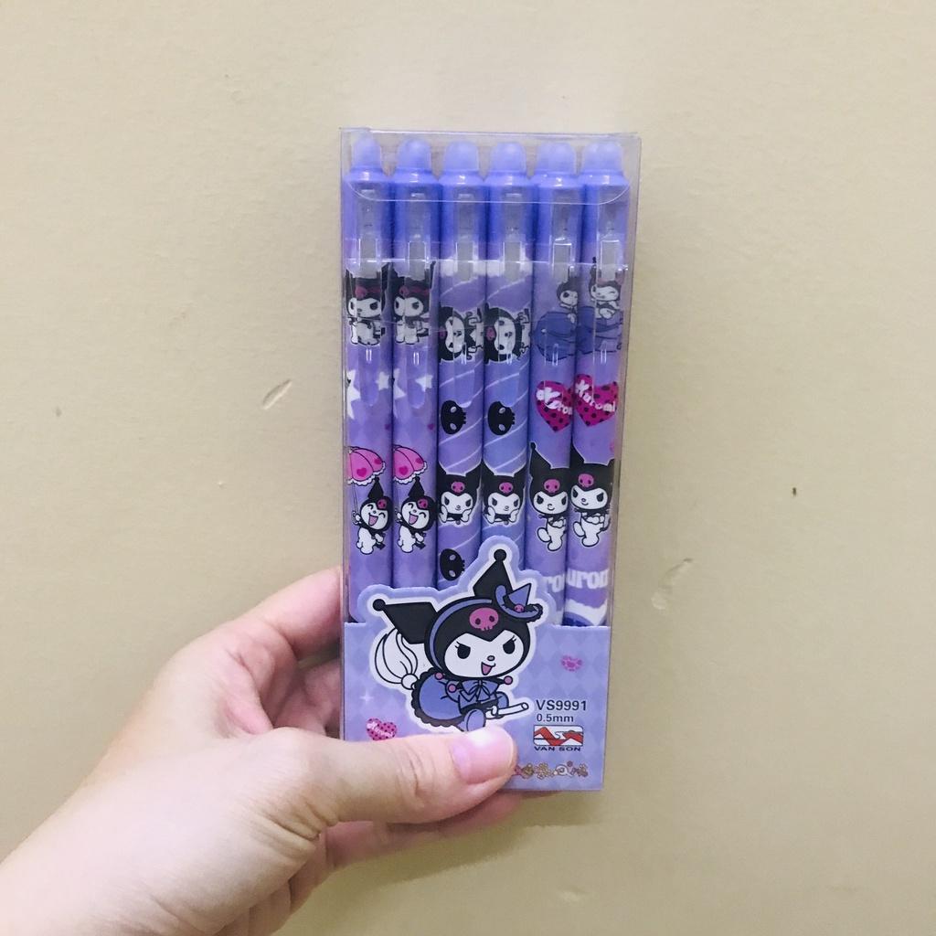 Hộp 12 cây bút gel bấm tím xóa được họa tiết hoạt hình dễ thương