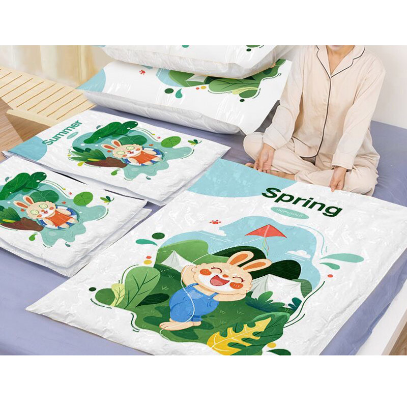 Combo 09 Túi hút chân không đựng chăn, quần áo, ga gối hình thỏ mùa xuân