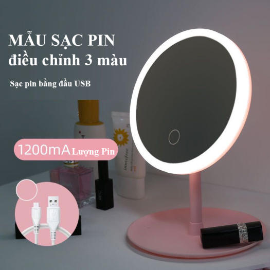 Gương Trang Điểm Cảm Ứng Để Bàn Có Đèn Led - Chính Hãng