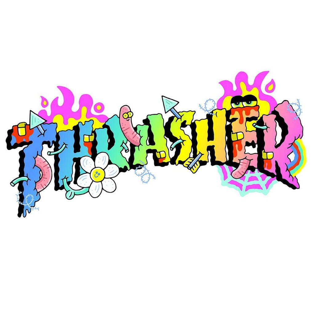 Áo Thun Tay Lỡ THRASHER Phong Cách Ngộ Nghĩnh Bối Unisex