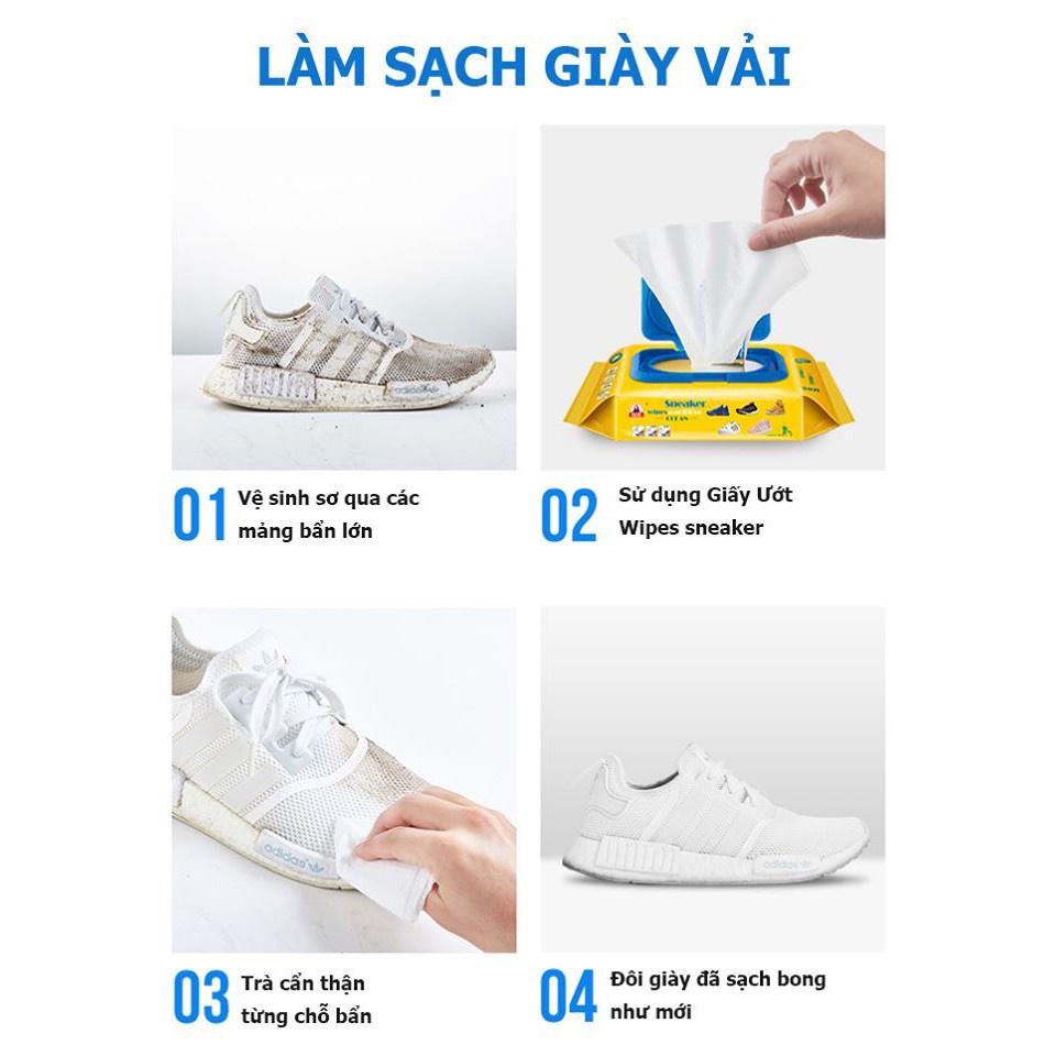 Khăn Giấy Lau Giày Sneaker Siêu Sạch Hộp 30 Tờ Siêu Hot Không Hoá Chất Làm Hại Da Tay, Vải Giày