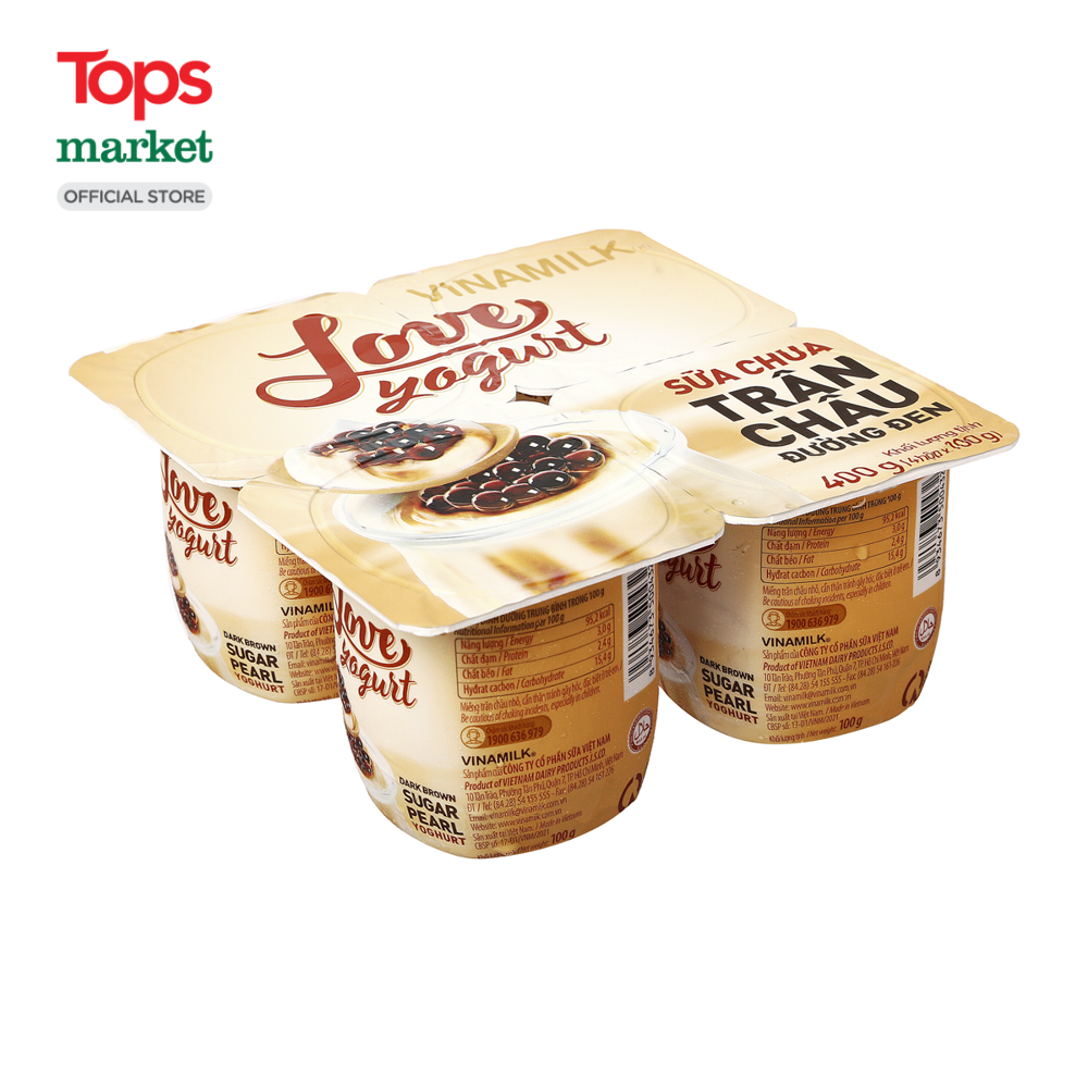 Lốc 4 Hộp Sữa Chua Vinamilk Love Yogurt Trân Châu Đường Đen 100G