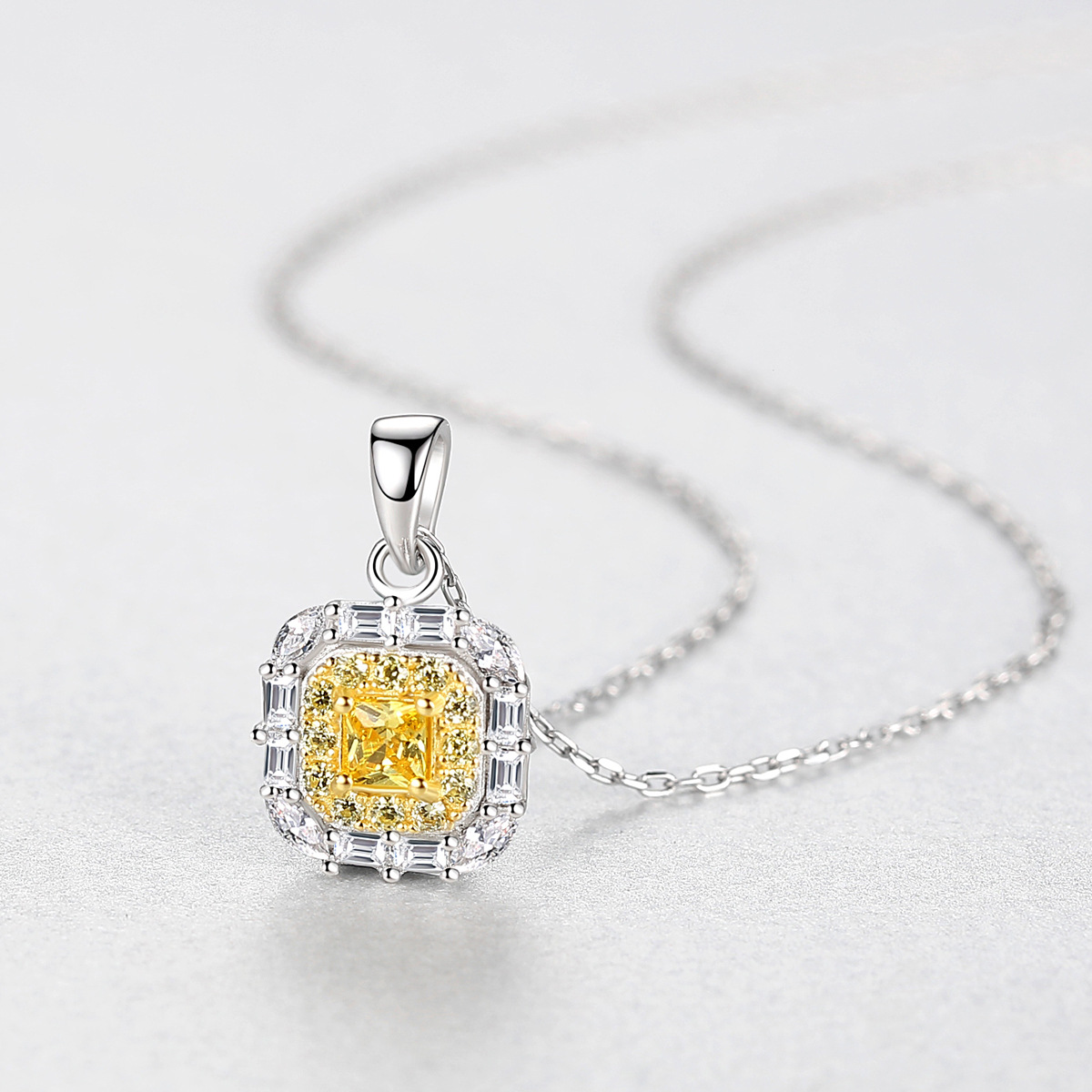 Bộ Trang Sức Bạc Kim Cương Nhân Tạo Moissanite Ánh Vàng - BDM2303 - Bảo Ngọc Jewelry