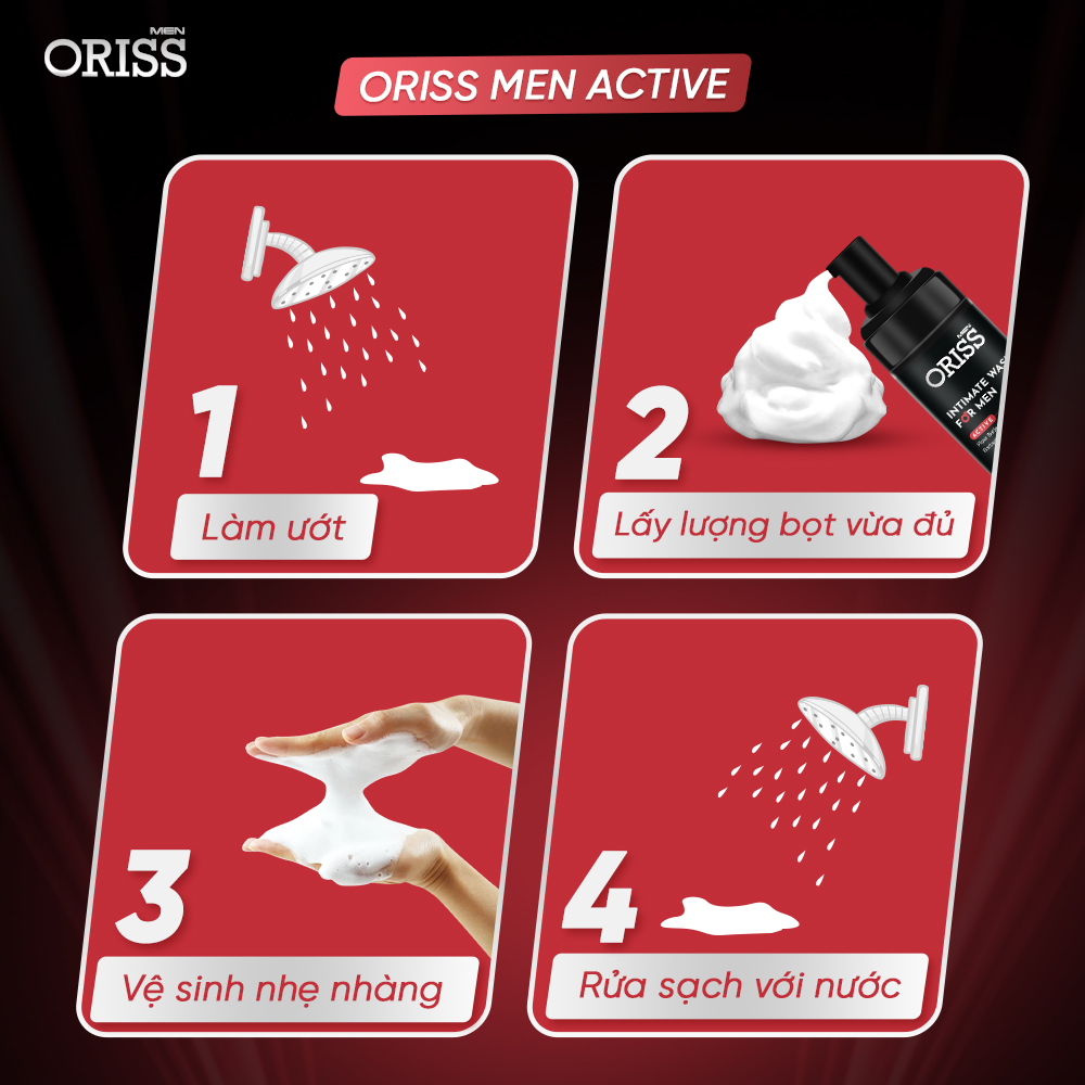 Dung Dịch Vệ Sinh Chuyên Biệt Cho Nam Dạng Bọt Oriss Men Active - 120ml/chai