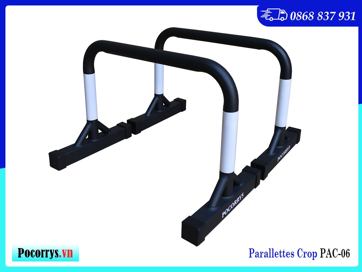 Xà kép Parallettes Crop cao 45cm, Pocorrys PAC-06, Màu đen trắng