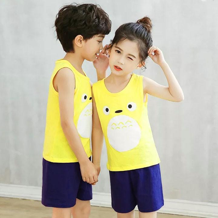 Đồ bộ cotton sát nách cho bé 4-10 tuổi hình Totoro đáng yêu – DN007