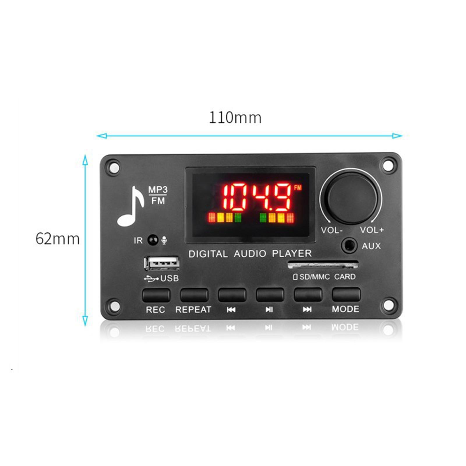 Audio Module USB TF USB FM Car Radio 12V Display Black  MP3  Board