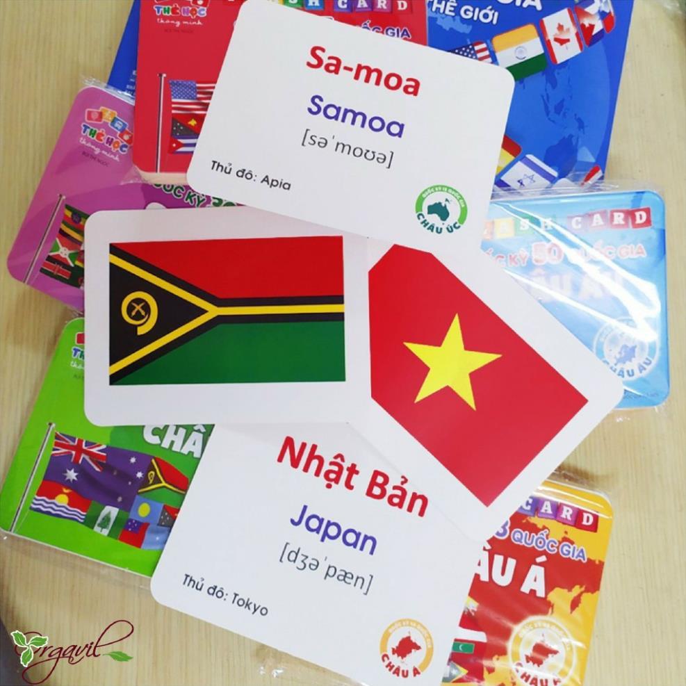 Flashcard Giới Thiệu Cờ Các Nước Trên Thế Giới, 175 Quốc Gia, Thủ Đô - Flashcard Tiếng Anh, Tiếng Việt Cho Bé - Orgavil