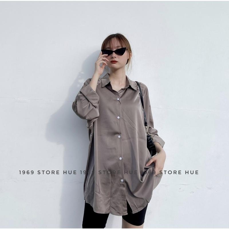 Áo sơmi lụa bóng 932 1969 STORE nữ - sơmi form rộng ba màu trơn