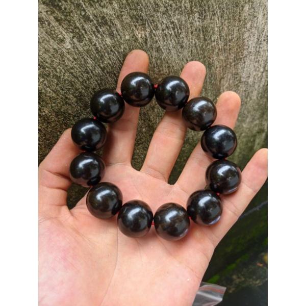 Vòng tay nam gỗ hạt to ĐẠI tròn 2 cm mun sừng khánh hòa