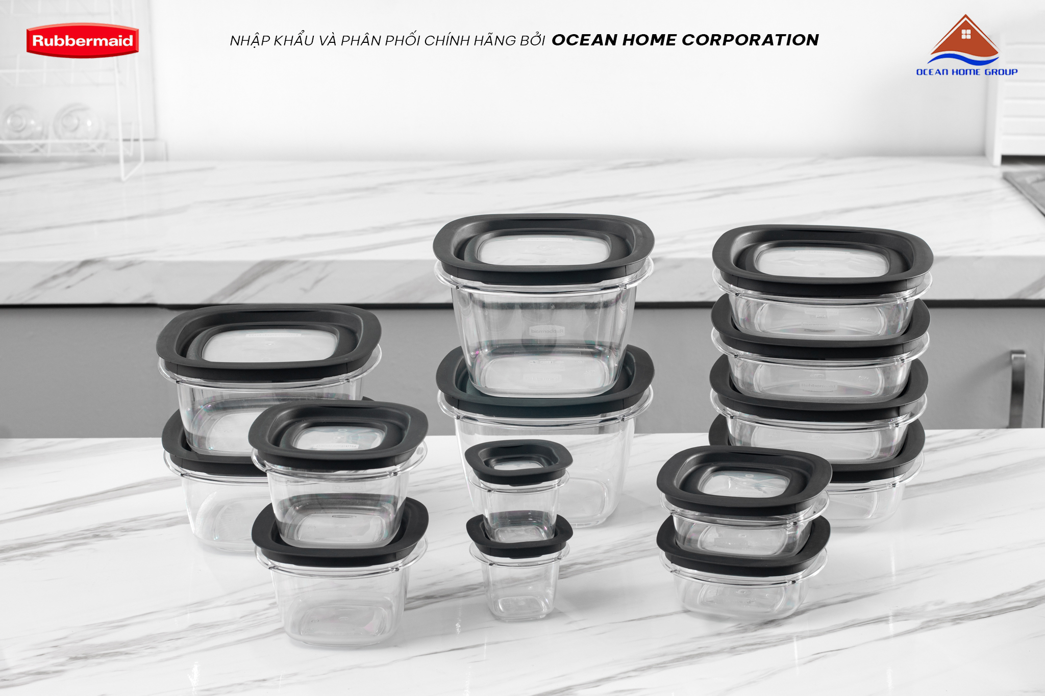 Bộ hộp nhựa cao cấp Tritan nắp đen Rubbermaid USA