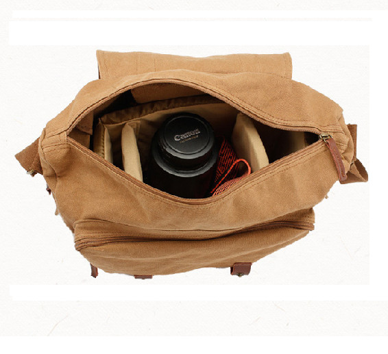 Túi máy ảnh vải bố kết hợp với da imax-V4321
