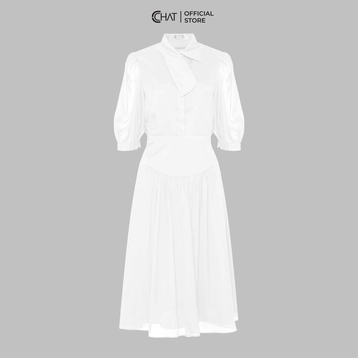 Set Đồ Nữ CCHAT Sơ Mi CV Rúm Xòe Chất Liệu Voan Tơ 53BNV8001XT