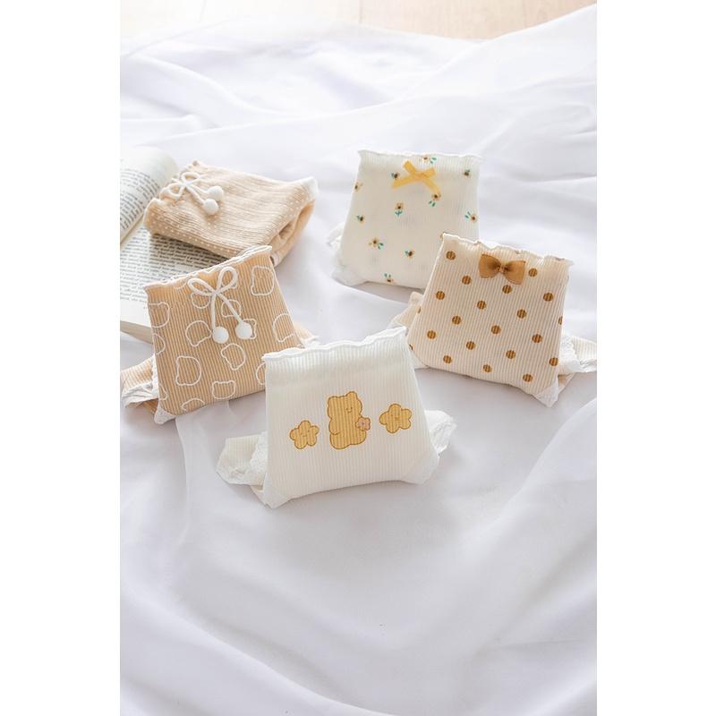 Quần Lót Nữ Cotton Kháng Khuẩn Thời Trang Trà Sữa Chấm Bi Ngang Eo . Hàng Loại Đẹp.