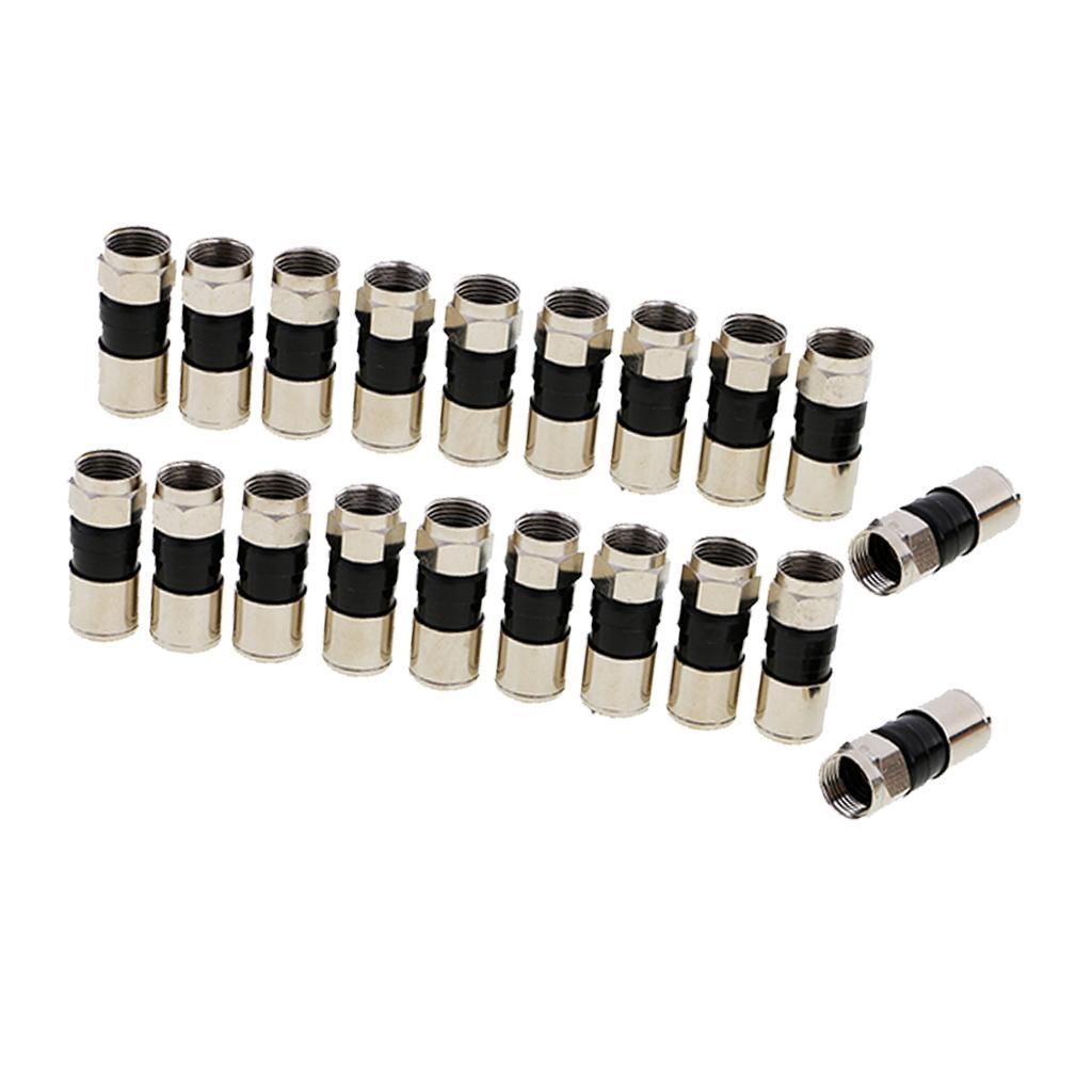 20Pcs   Compression  Plug Connector For RG6 Cable TV Set-top Box
