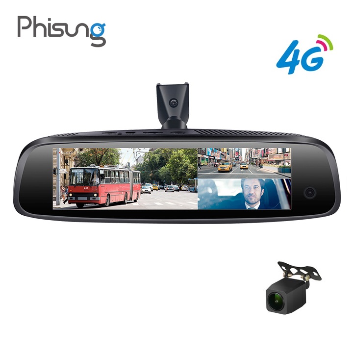Camera hành trình cao cấp Phisung E09-3 tích hợp 3 camera, 4G, Android, Wifi - Hàng Chính Hãng