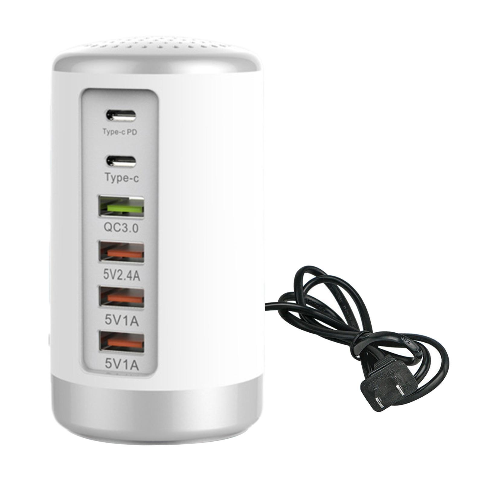 Multi 6 Port USB Charging Station Hub  Desktop Phone Charger Organizer