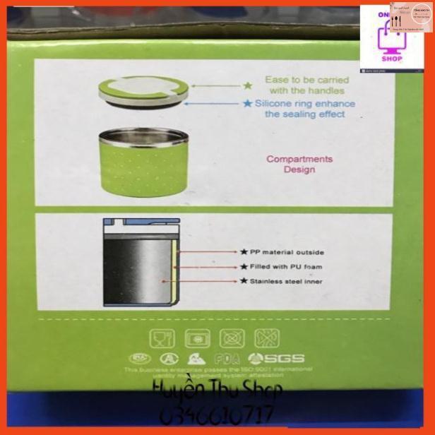Cặp lồng inox giữ nhiệt chấm bi 1 tầng có quai xách
