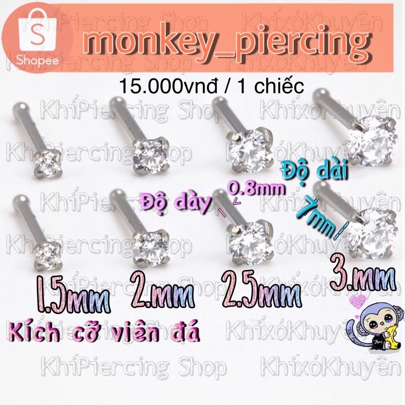 1 chiếc Khuyên mũi đính đá bằng thép y tế Đẹp