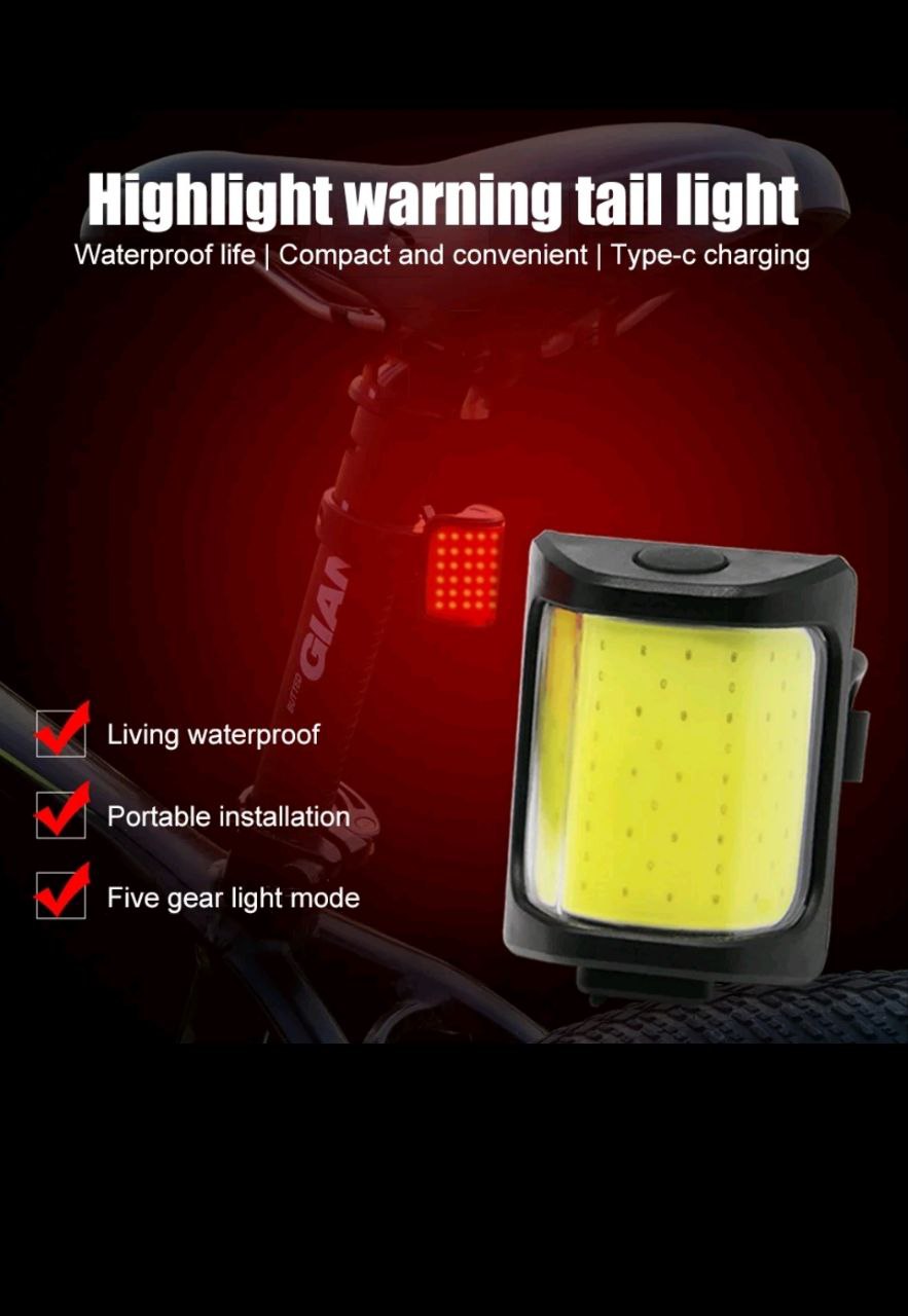 Đèn Hậu Xe Đạp Led COB Cảnh Báo An Toàn Xe Đạp Có Thể Sạc Ngõ Type C an toàn đi ban đêm ánh sáng trắng MAI LEE