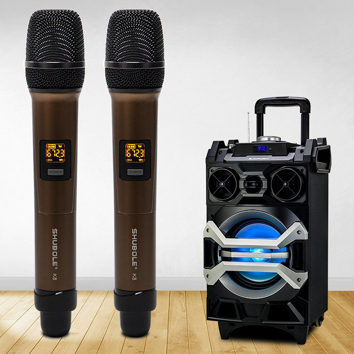 Micro Không Dây - Micro Karaoke Shubole K8 - 2 Mic - Chuyên Dụng Cho Loa Hoặc Amply - Hàng chính Hãng