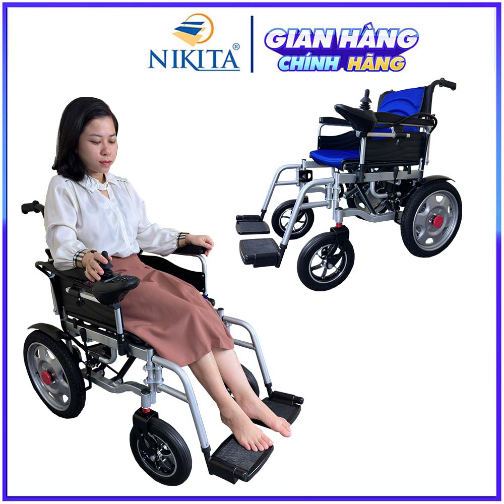 Xe Lăn Điện Phanh Điện tử Gấp Gọn, Điều Khiển Dễ Dàng, Pin Sạc Tối Đa 20km, Chính Hãng NIKITA XLD-1520