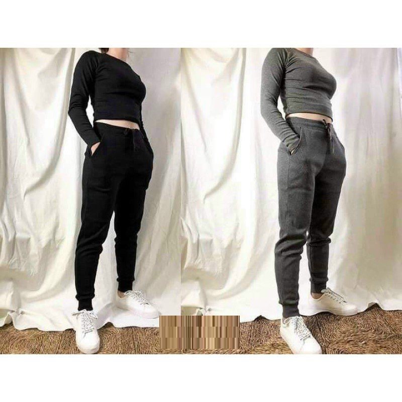 Quần Jogger Nữ Gân Tăm Bo Gấu Unisex Chuẩn đẹp