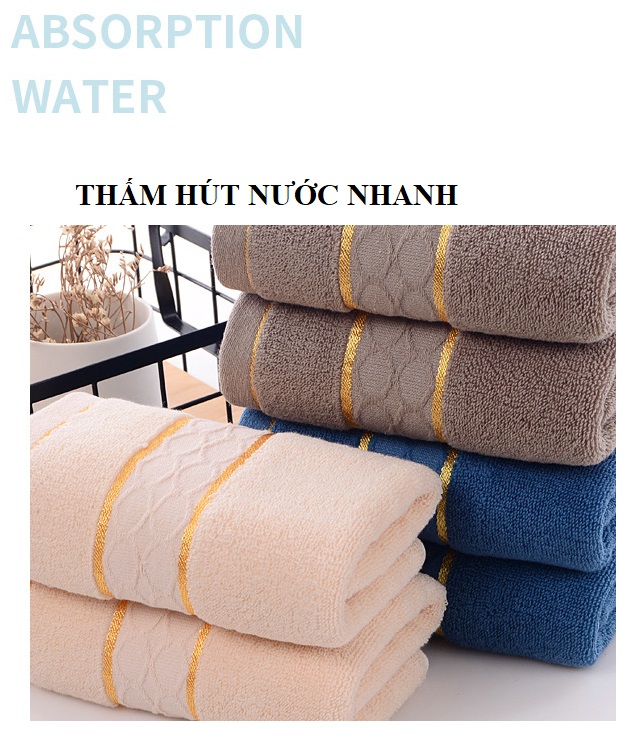 Khăn Mặt Khăn Tắm 34x75cm Cotton Cao Cấp Êm Mềm Thấm Hút Nước Nhanh Khô