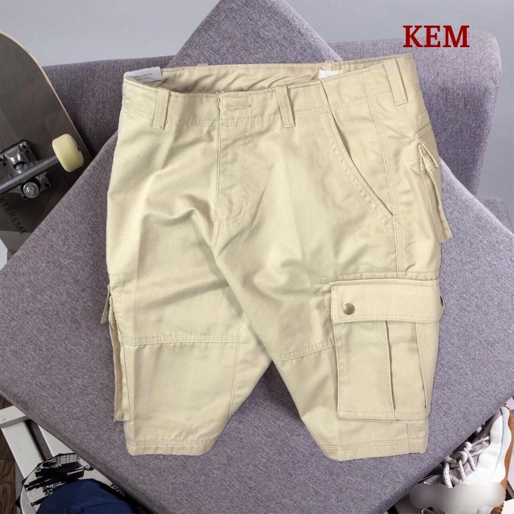Quần Short Kaki Cao Cấp H&H-Q02 Quần Short Túi Hộp Chất Vải Kaki 100% Hàng Xuất Khẩu - 5 Màu