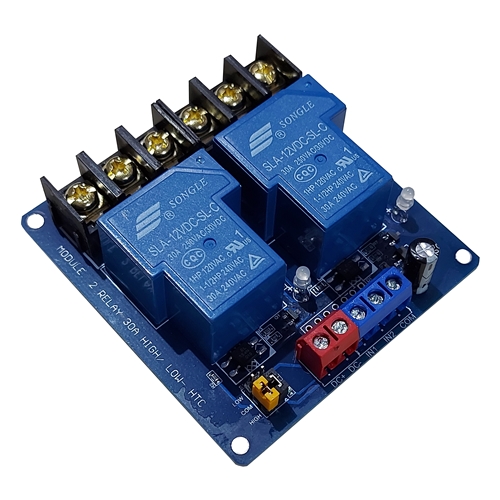 Module 2 relay 12Vdc 30A có opto  kích high/low HES-12-30A