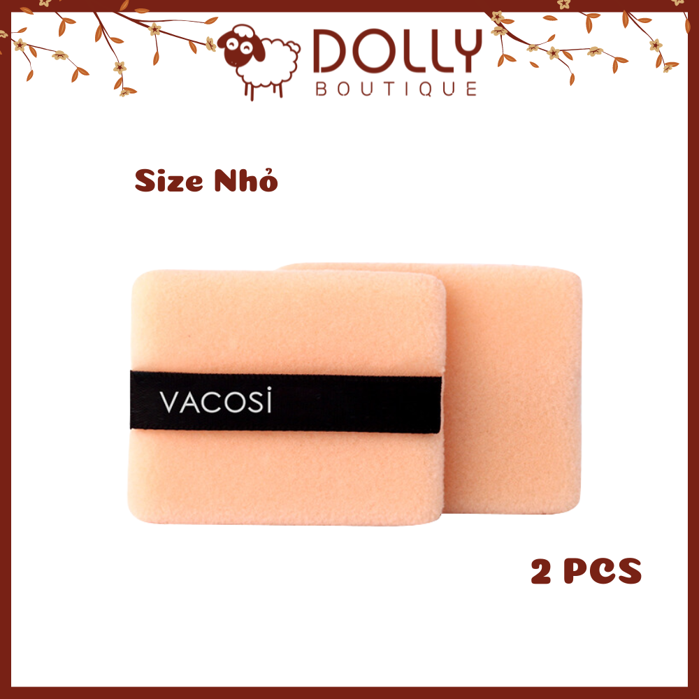 Bông Phấn Khô Vuông Nhỏ Vacosi Small Square Puff (Bịch 2 Cái) - BP02